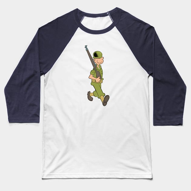 Marching at Camp Swampy Baseball T-Shirt by DCMiller01